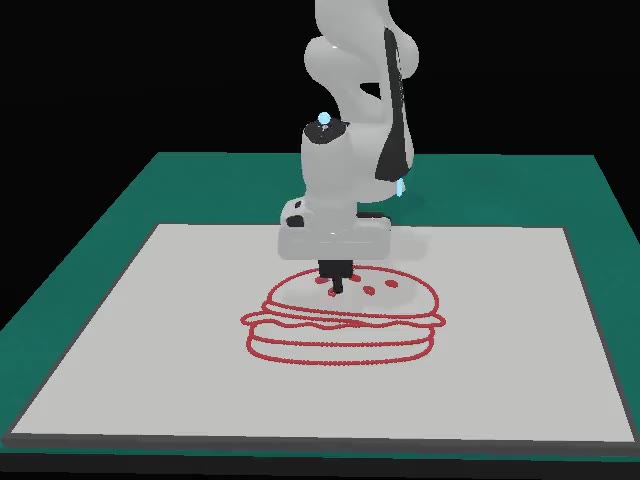Hamburger drawing executed in ManiSkill / SAPIEN